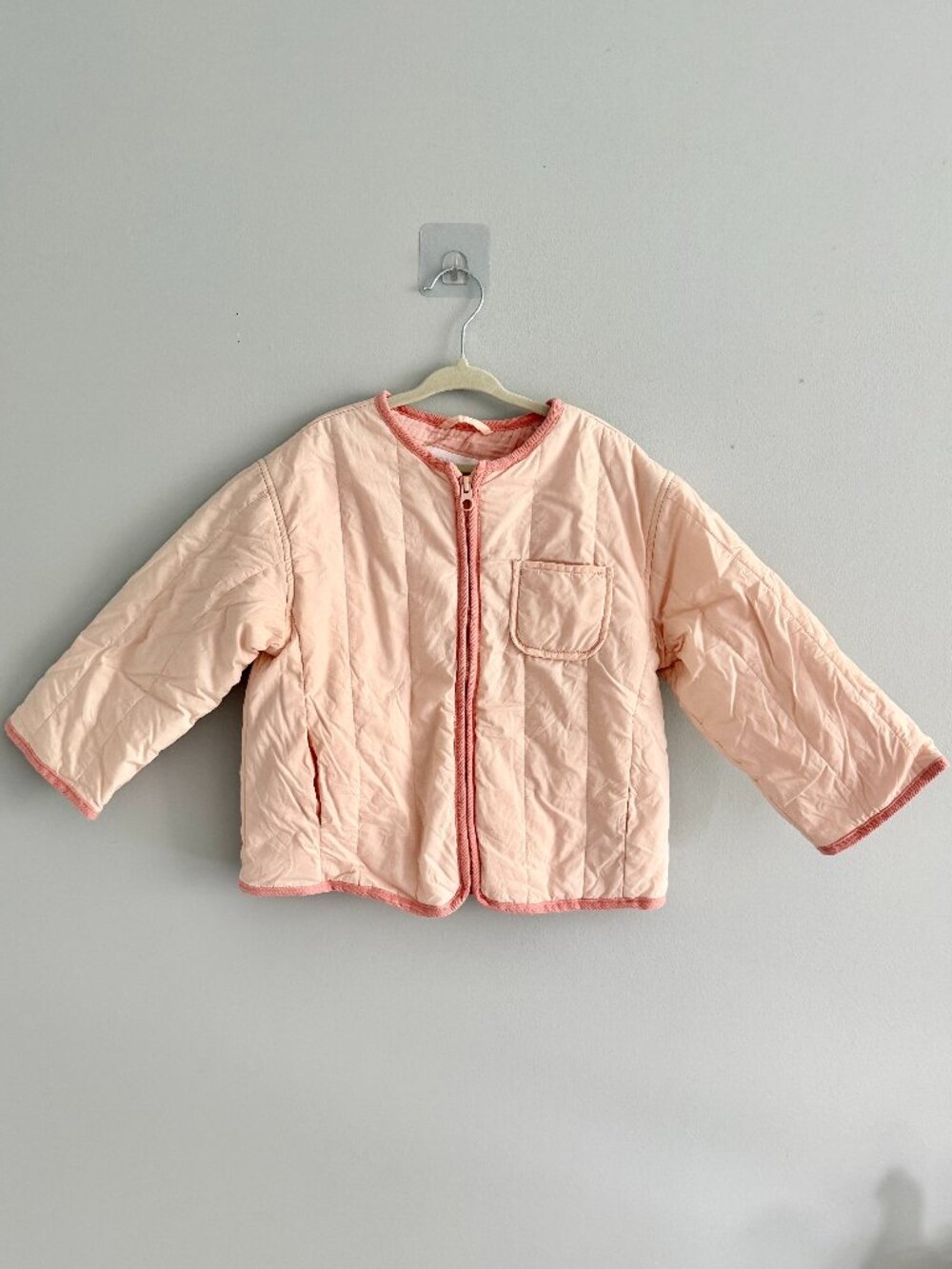 Zara Pink Quilted Zip Up Jacket GUC 4-5Y